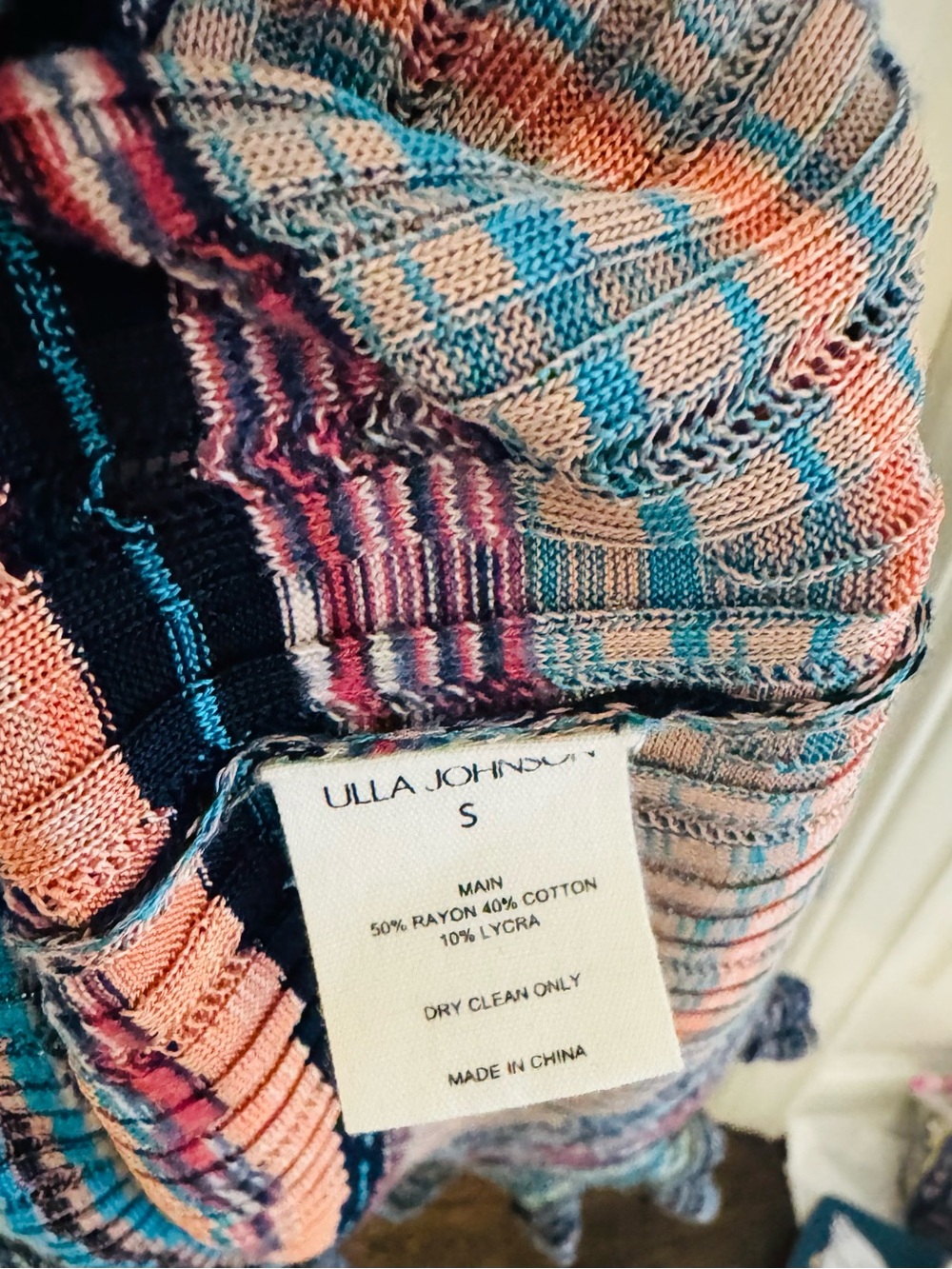 NWT ULLA JOHNSON AJAK SLEEVELESS STRIPED KNIT MIDI DRESS BLUE MULTI SZ SM/ 4 - Picture 8 of 8